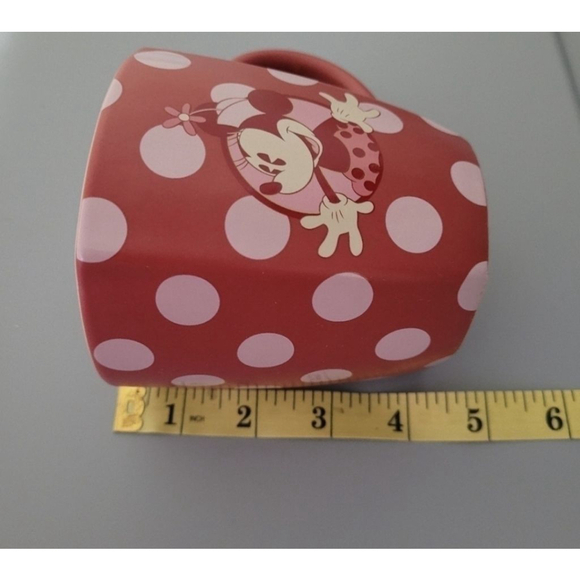 Disney Parks Minnie Mouse Coffee Mug Polka Dots Red White Pink - Picture 9 of 9